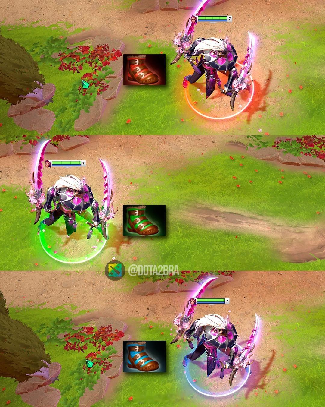 7.39更新后，动力鞋可以在角色模型上真正体现颜色大家发现了吗？dota2dot