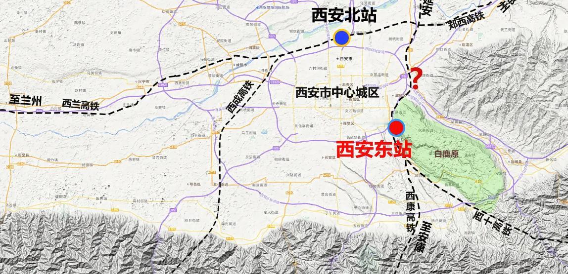 西安东站没有建在西安市区的正东边，而在市区的东南角。多方面综合考虑，其一，正东边