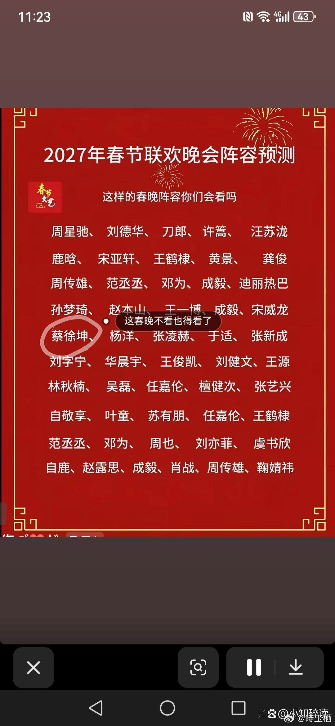 2027年春节联欢晚会阵容预测这样的春晚阵容你们会看吗？​​​