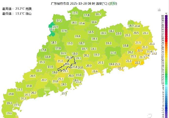 【桂城天气】今天周二，目前比较清凉，记得穿件外套出门哦。上午8时，佛山温度保持在