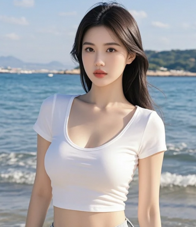 沙滩上的她，是这个夏天最美的风景