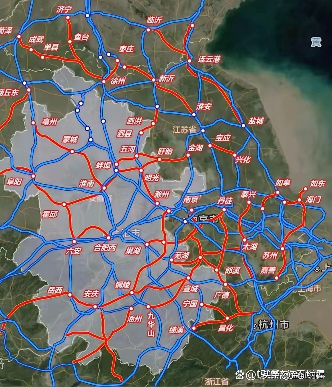 谁看了苏皖这张高铁规划图不直呼太牛了！密密麻麻的线路织成一张黄金网，把两省的城市
