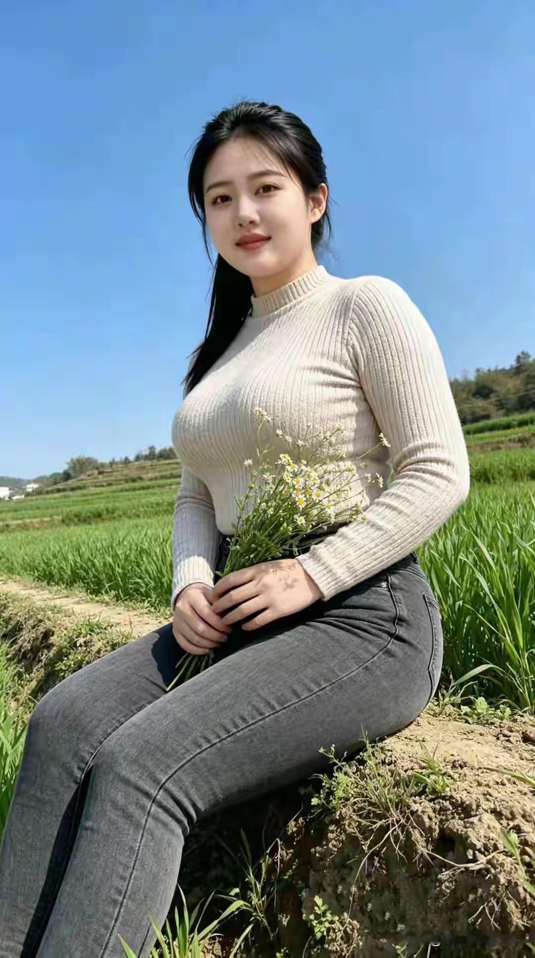 踏莎行·晴野闲芳晴野铺青，长天澄碧，风轻吹皱春禾色。素衣浅抱野花香，明眸