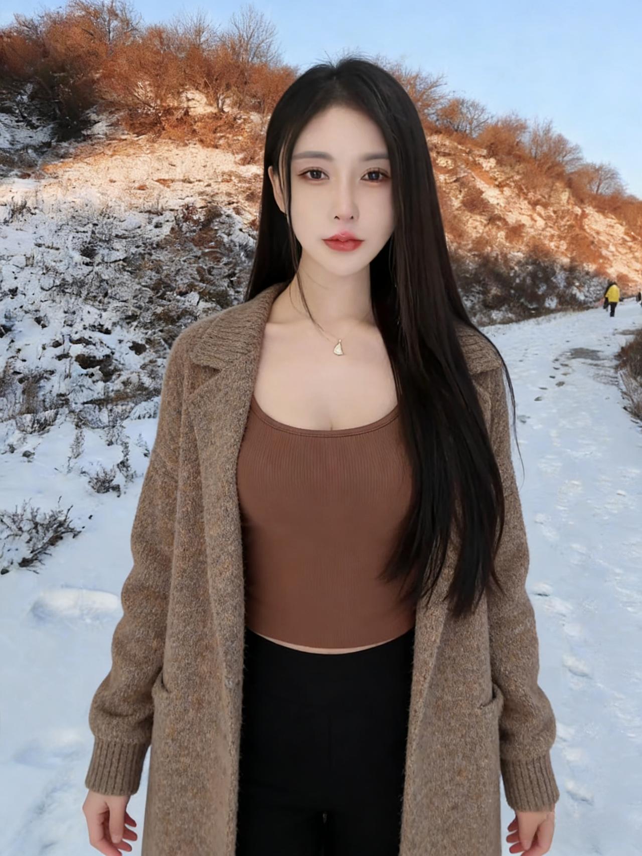 雪盖了山路，枯草露着尖风卷着雪沫，掠过她的发梢她的目光，望向前方雪径蜿蜒，