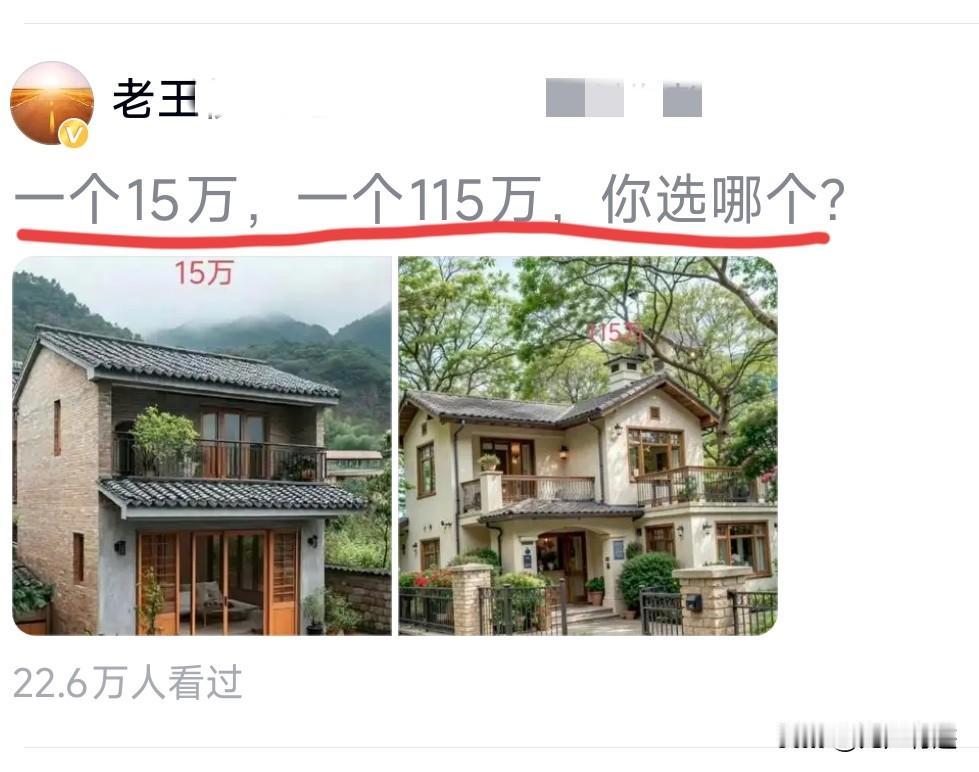 选哪个？这两幢房子，哪个比较漂亮，有眼睛的都看得出来，至于选哪个，就现实来说，