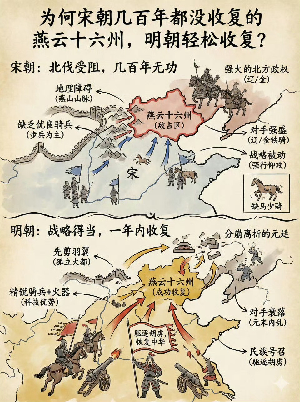 宋朝几百年没收复的燕云十六州明朝轻松收复？