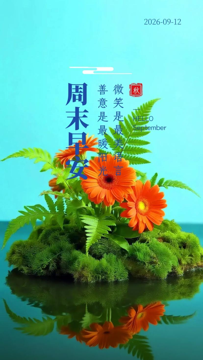 秋晨寄语，枫染千山秋色秀，人逢佳景永安康。2026./09.12.[