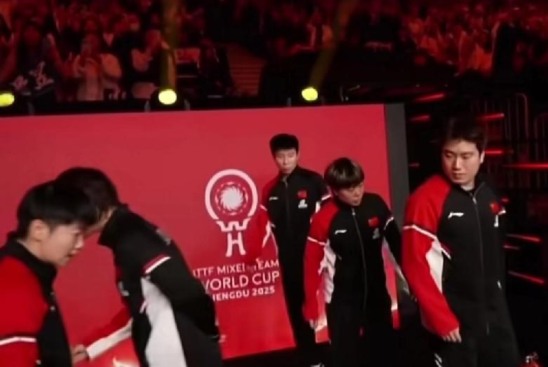 哈哈，混团国乒一上场，这混乱程度，个个低头找位置。小石头捂嘴偷笑，真是年