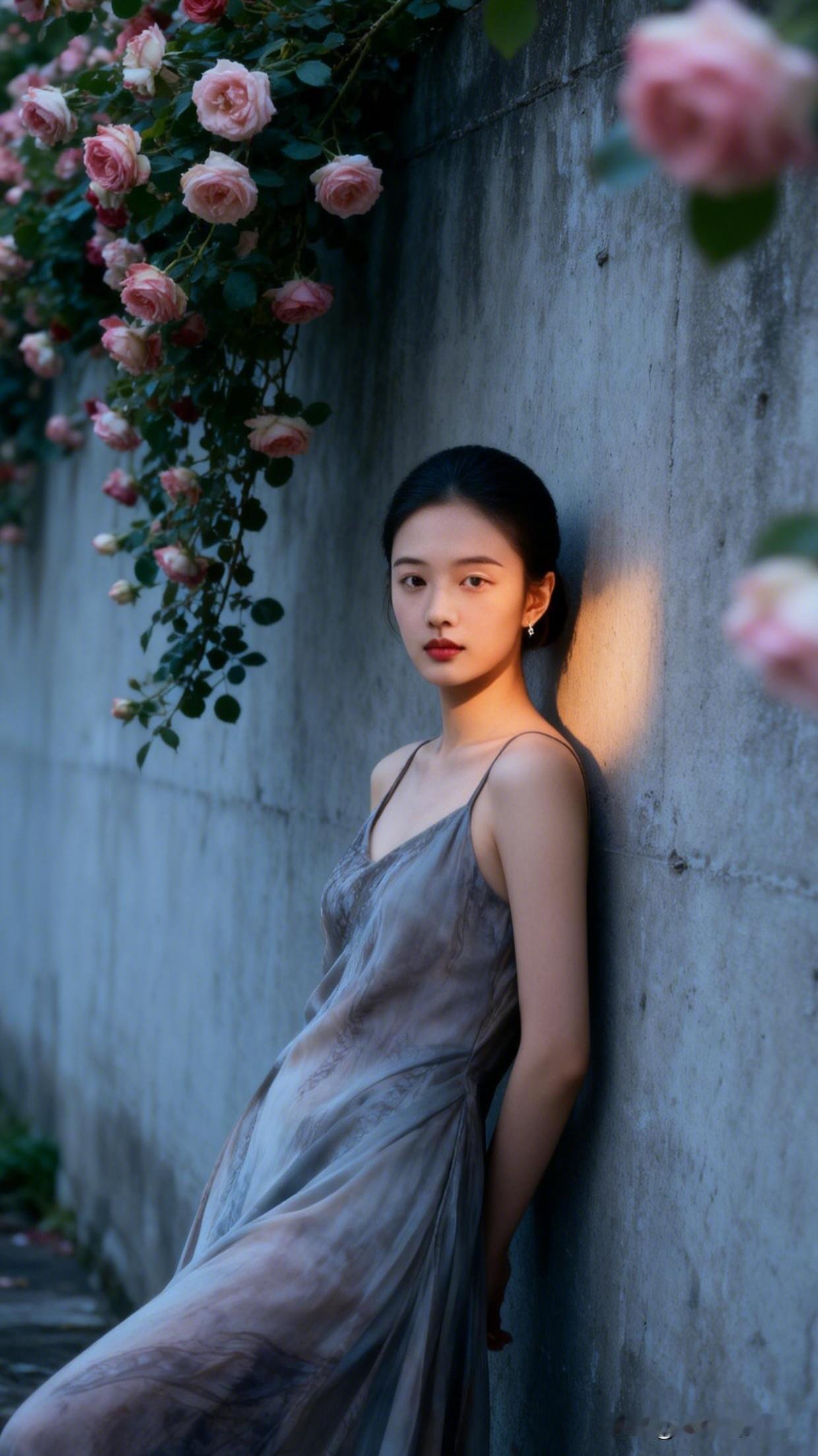 花影斜倚墙，美人倚影长。照片记录你眼中的美优雅玫瑰与复古风，光影交错的浪漫时光