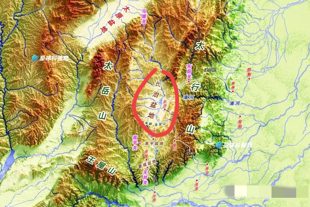 上党高地被太行山、王屋山、太岳山环绕，周围主要的通道也就只有滏口陉对应的东阳关、