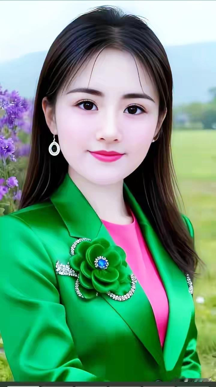 清新自然，绿意盎然，花与人的完美融合！🌸💚🌿