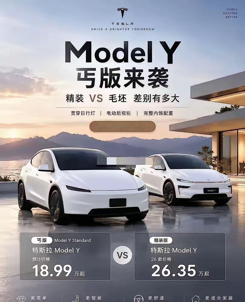 特斯拉ModelY丐版一旦落地国产新能源车压力瞬间拉满这个版本一出，没国产车什么事儿了18.99万起