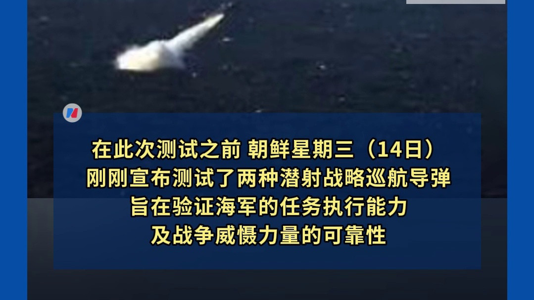 朝鲜试射新型鱼雷，其目标搜索及制导功能采用人工智能技术，三天前曾测试两种潜射战略巡航导弹