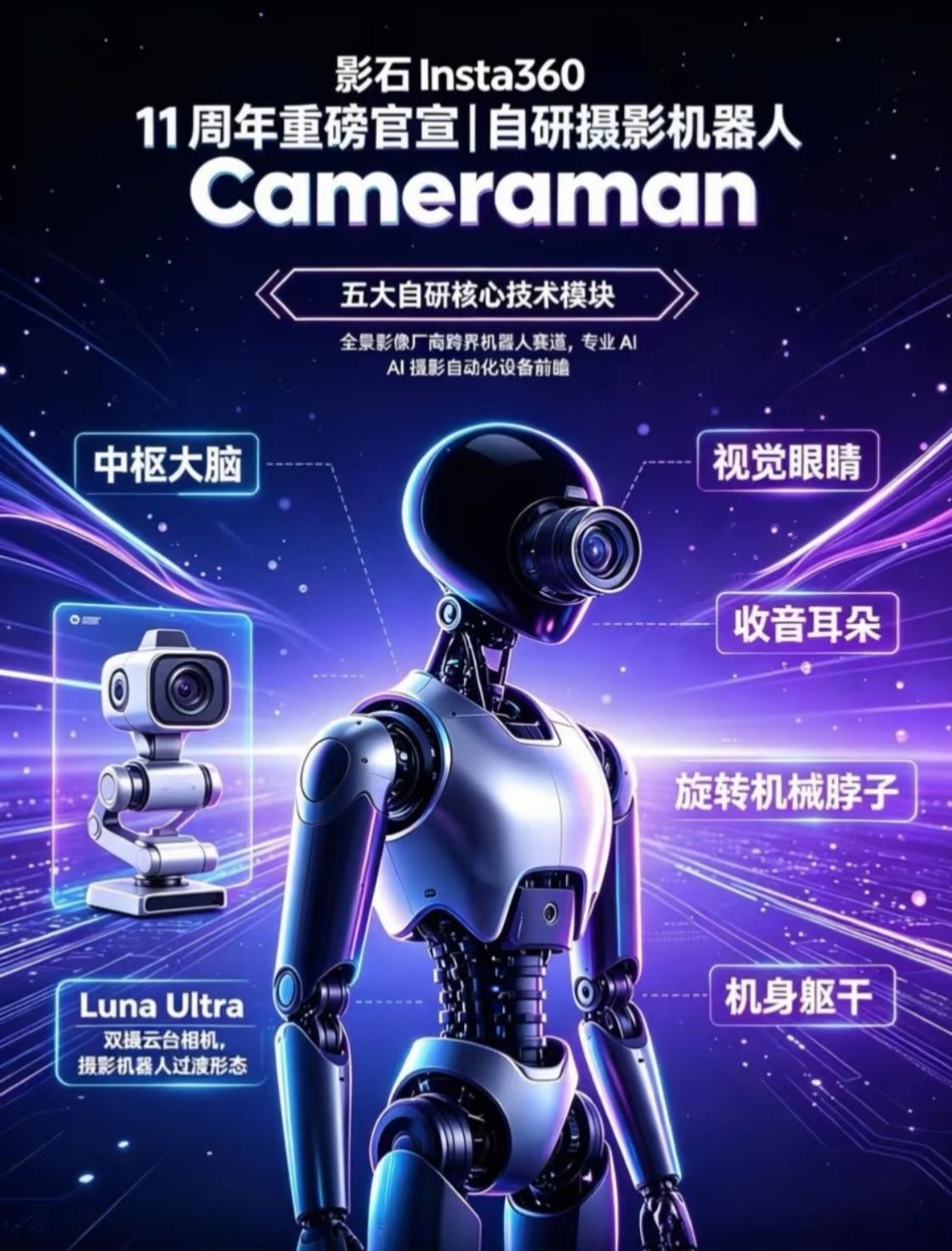 影石官宣造摄影机器人说实话我挺看好影石这次入局摄影机器人的，毕竟人家做了十一年影
