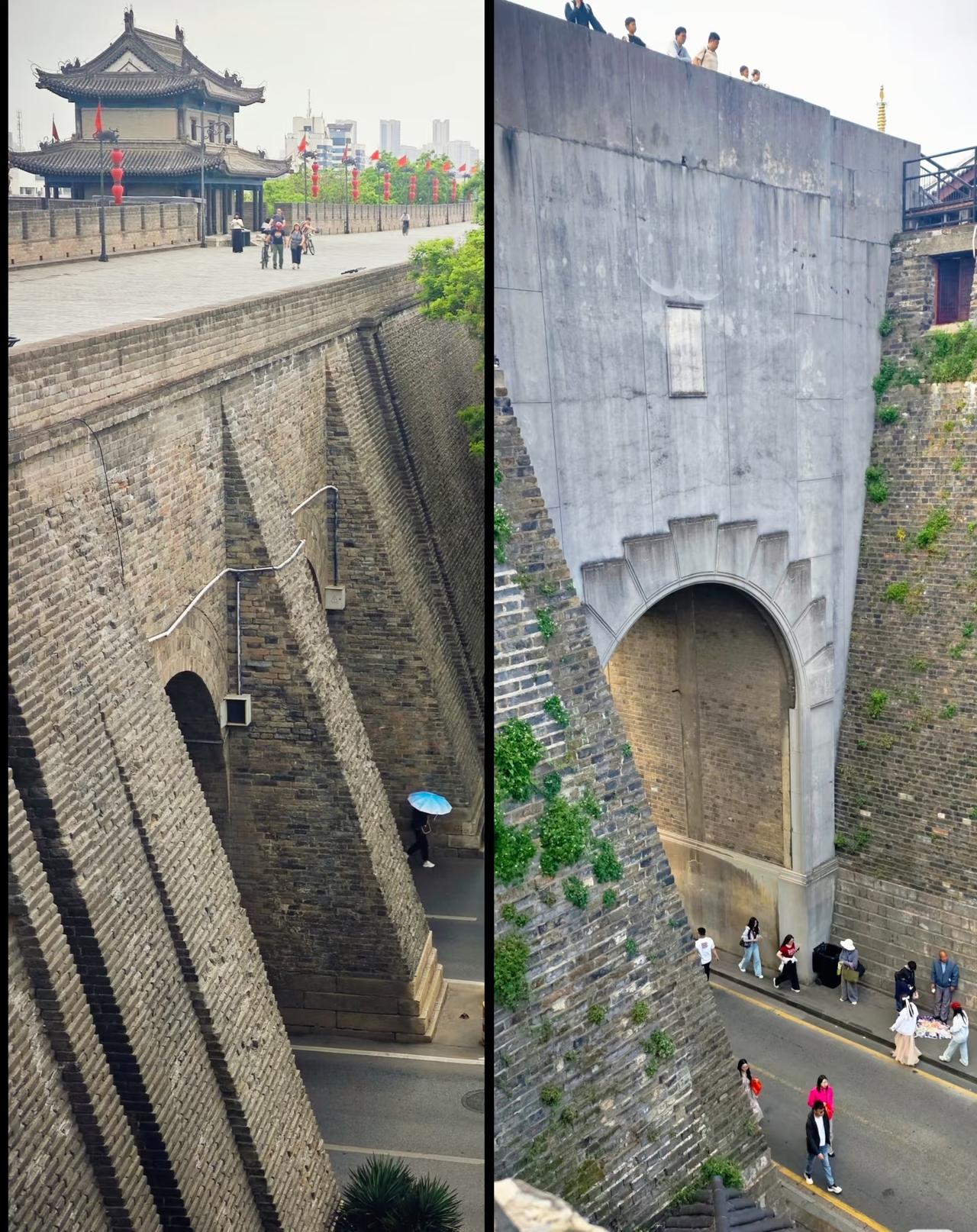 西安城墙有隋朝的底子，现在看到的部分几乎都是明朝所建。抗日时期，许多难民涌入，至