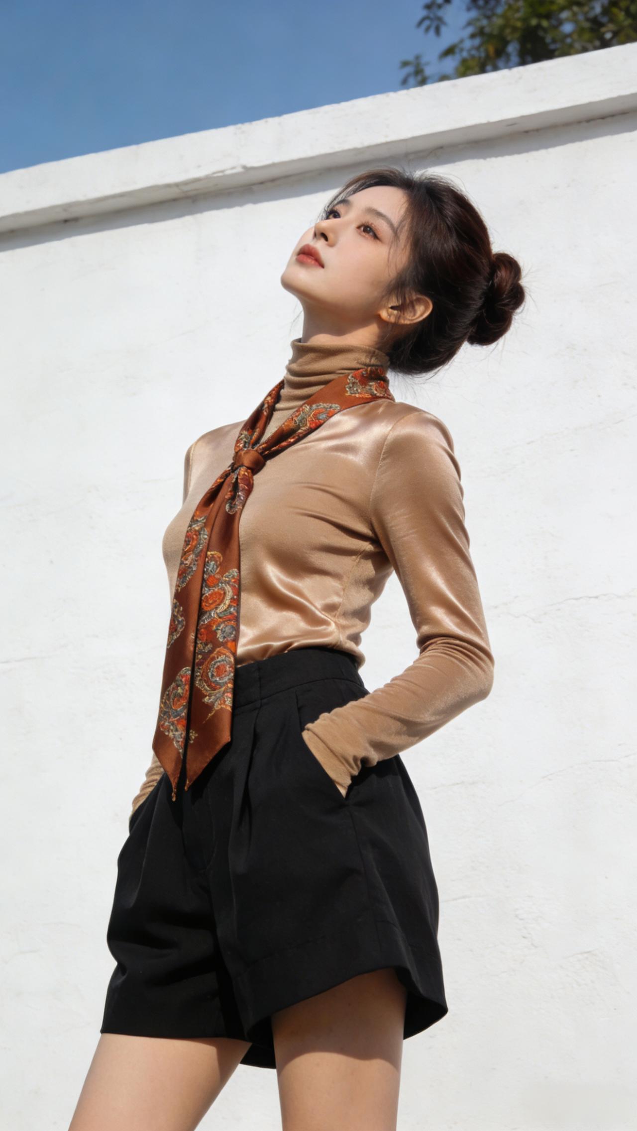 同色系不同款式的围巾，你今天也很有范儿哦了，看美不？女生怎么穿搭会看着很温柔?