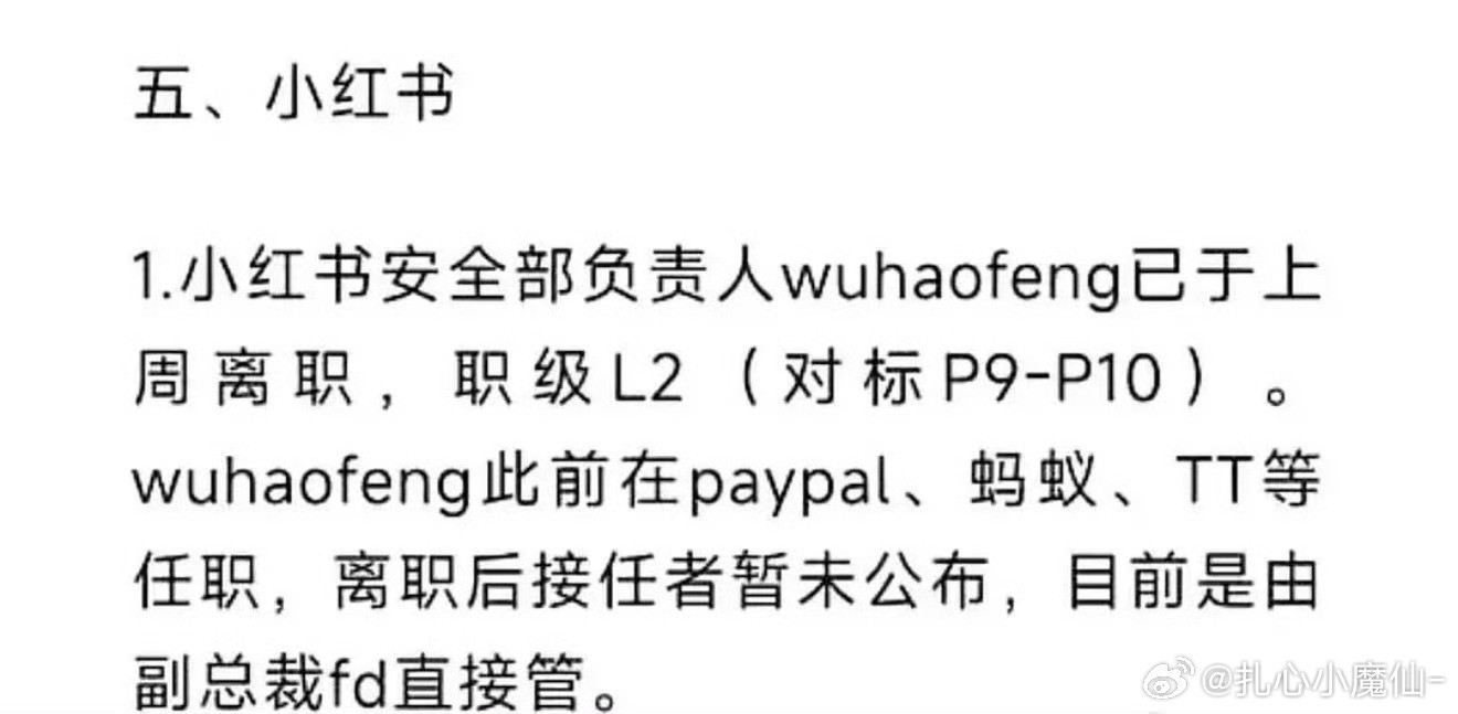 🍠安全部负责人离职了