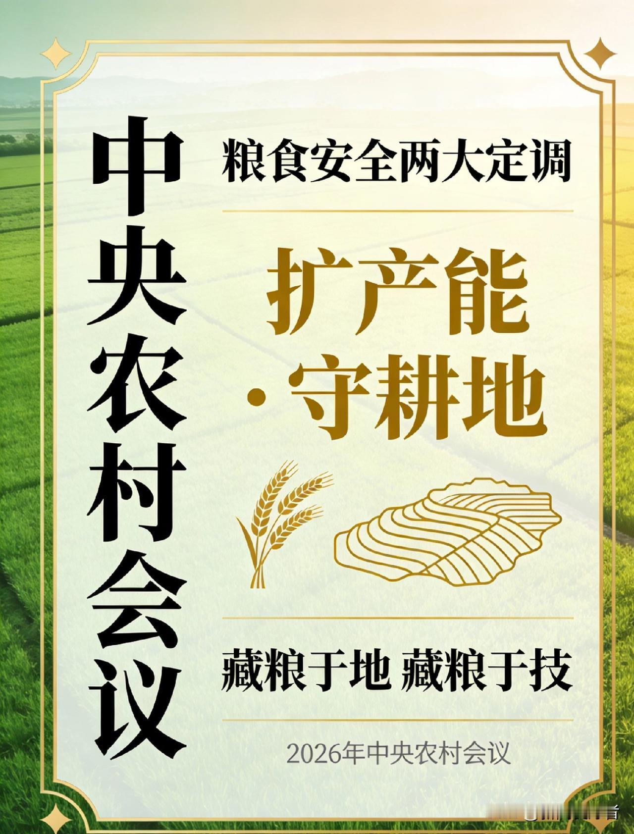 中央农村会议定调！粮食安全两大核心：扩产能+守耕地，落地细节明确2025年