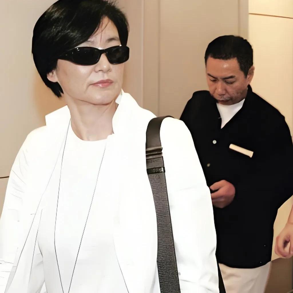 2006年，林青霞和丈夫邢李源，参加老父亲林维良的葬礼，墨镜遮面，难掩心中悲痛，