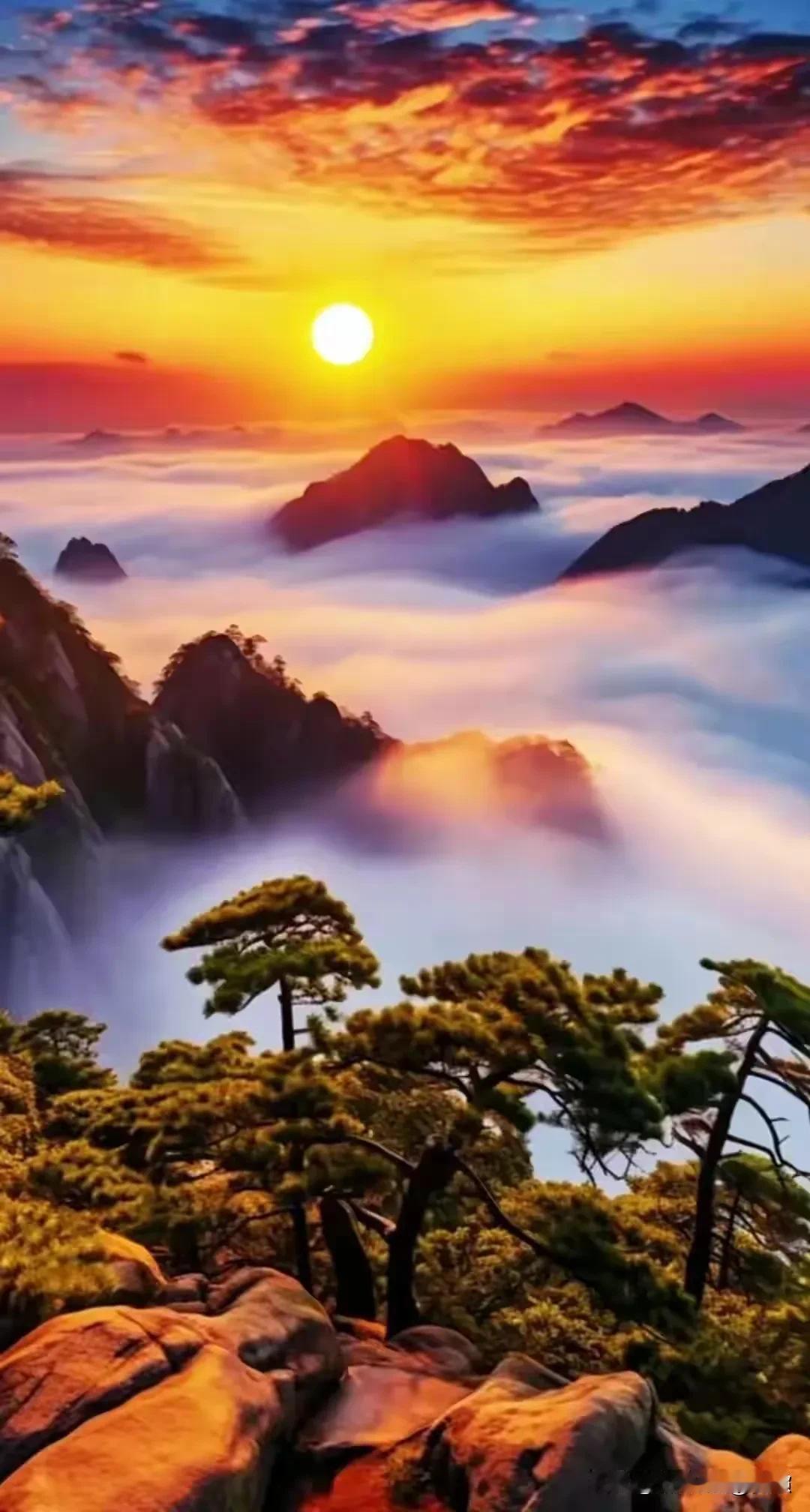 上联:头顶山坡芳草绿下联:天边云彩旭日红横批:心旷神怡