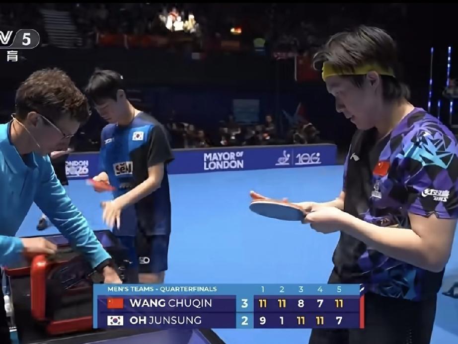 恭喜中国乒乓球男队晋级四强！王楚钦3-2吴俊成林诗栋3-0张禹珍梁靖崑3-