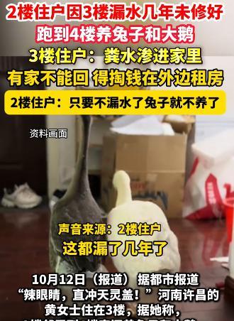 “以其人之道还治其人之身！”河南许昌，2楼因3楼漏水一直未解决，一怒之下跑到4楼