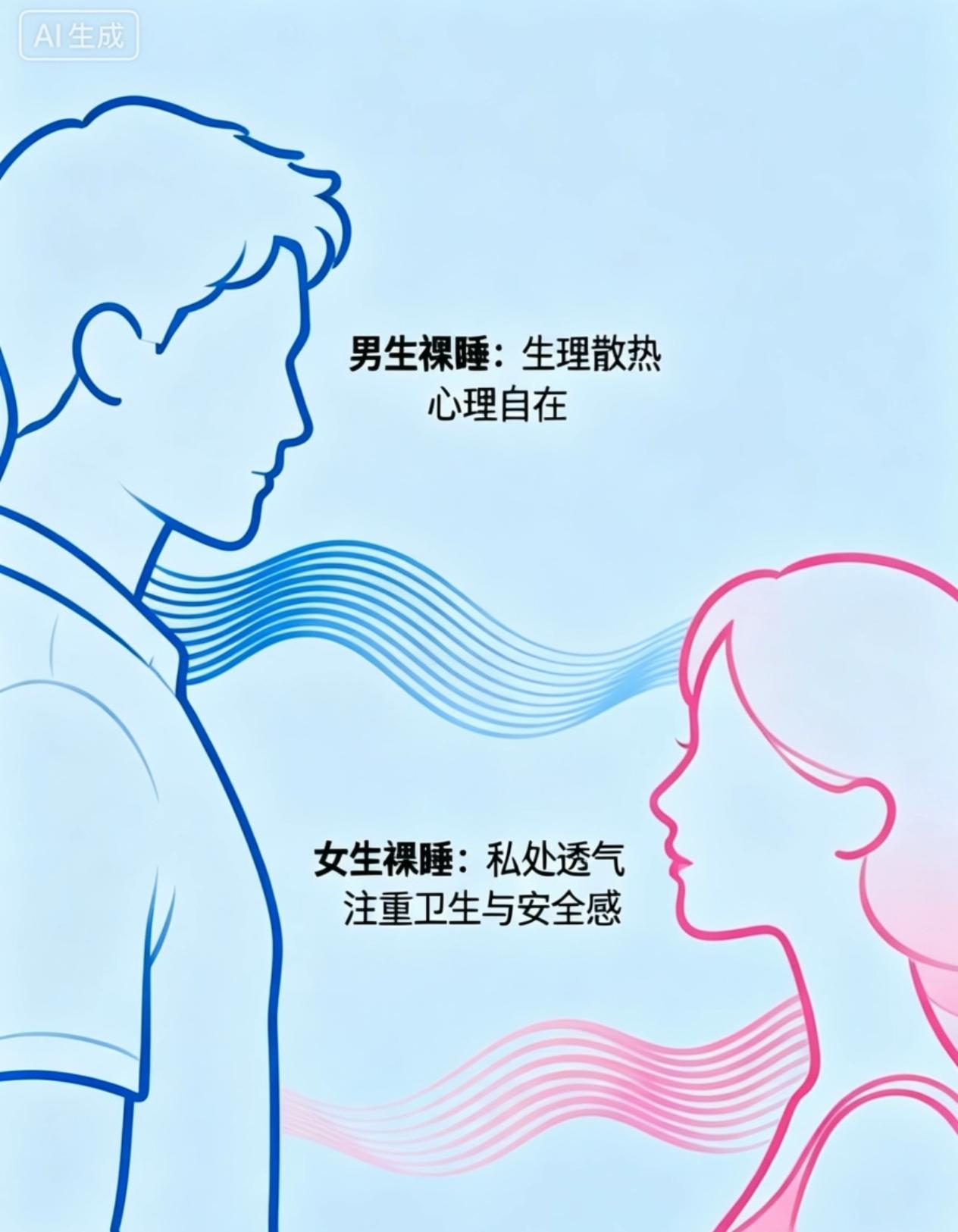 一说到光着身子睡觉，男女之间完全是两回事。这下咱们可算是看明白了，男的洗完澡