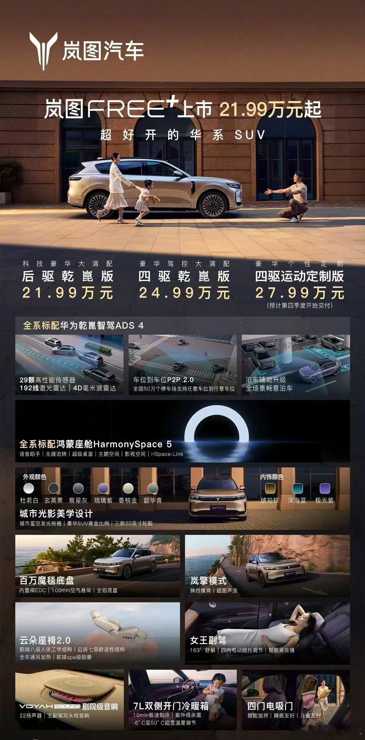 岚图FREE+今天上市，给市场又来了一波强度，作为东风的高端品牌，这次无论是硬件
