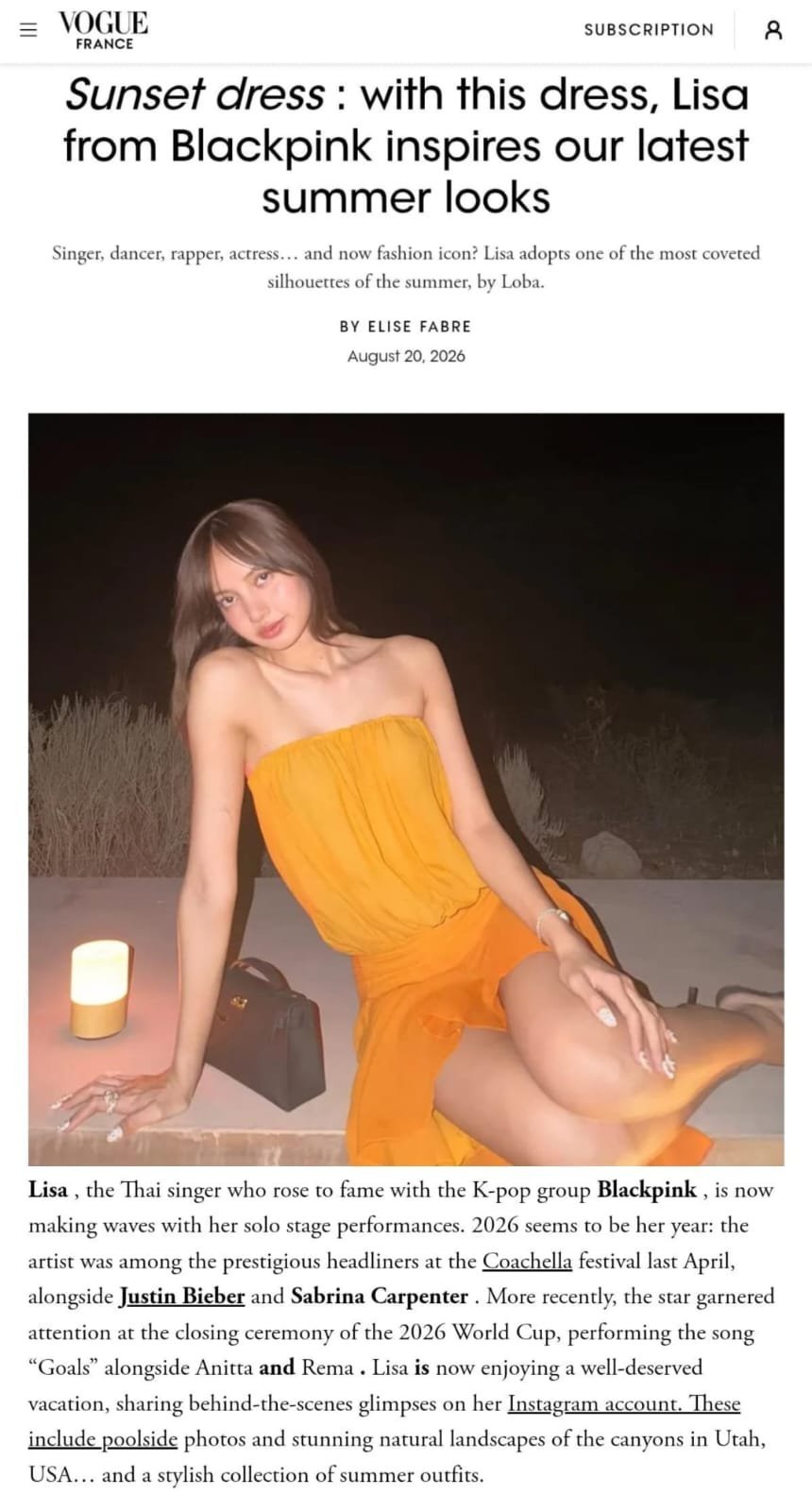 LISAlisa毫不费力的时尚感，以及无人能及的影响力《VogueFranc