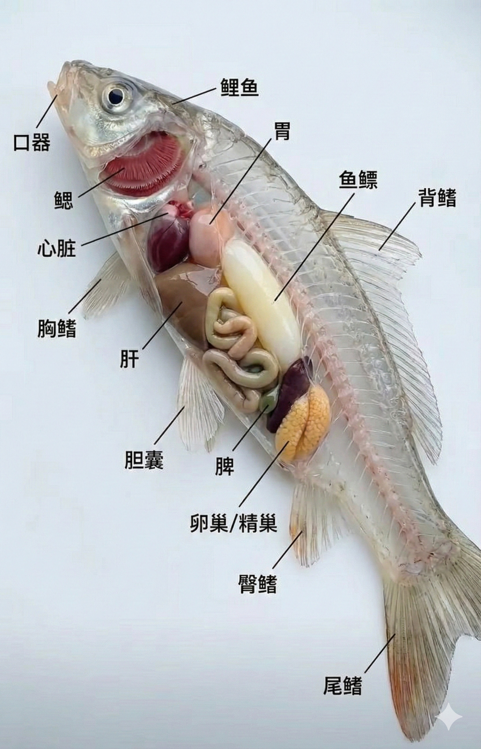 我让AI帮我生成。虾、蟹、鲤鱼、带鱼的透明图真好