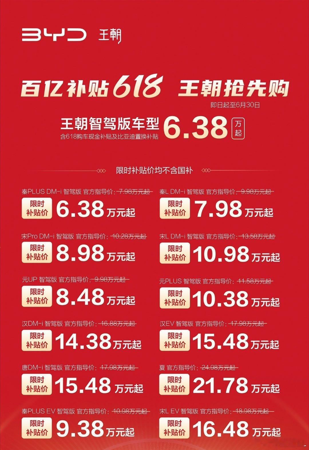 比亚迪王朝网的这个618百亿补贴活动大家觉得怎么样？我觉得有些车型已经很有性价比