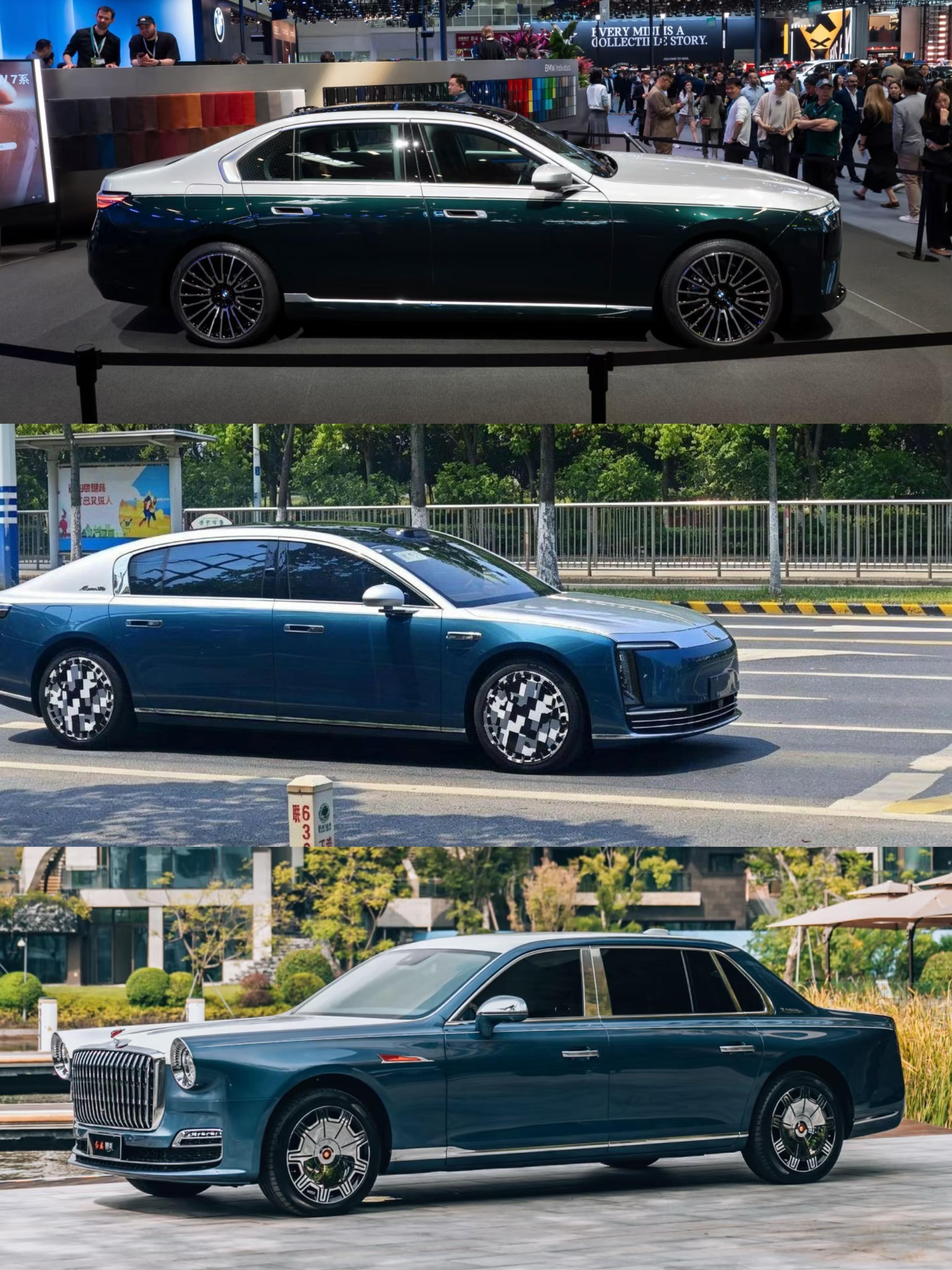 尊界S800高定版这个双拼色，一下让我想到了红旗国礼和宝马i7。双拼色其实很考验