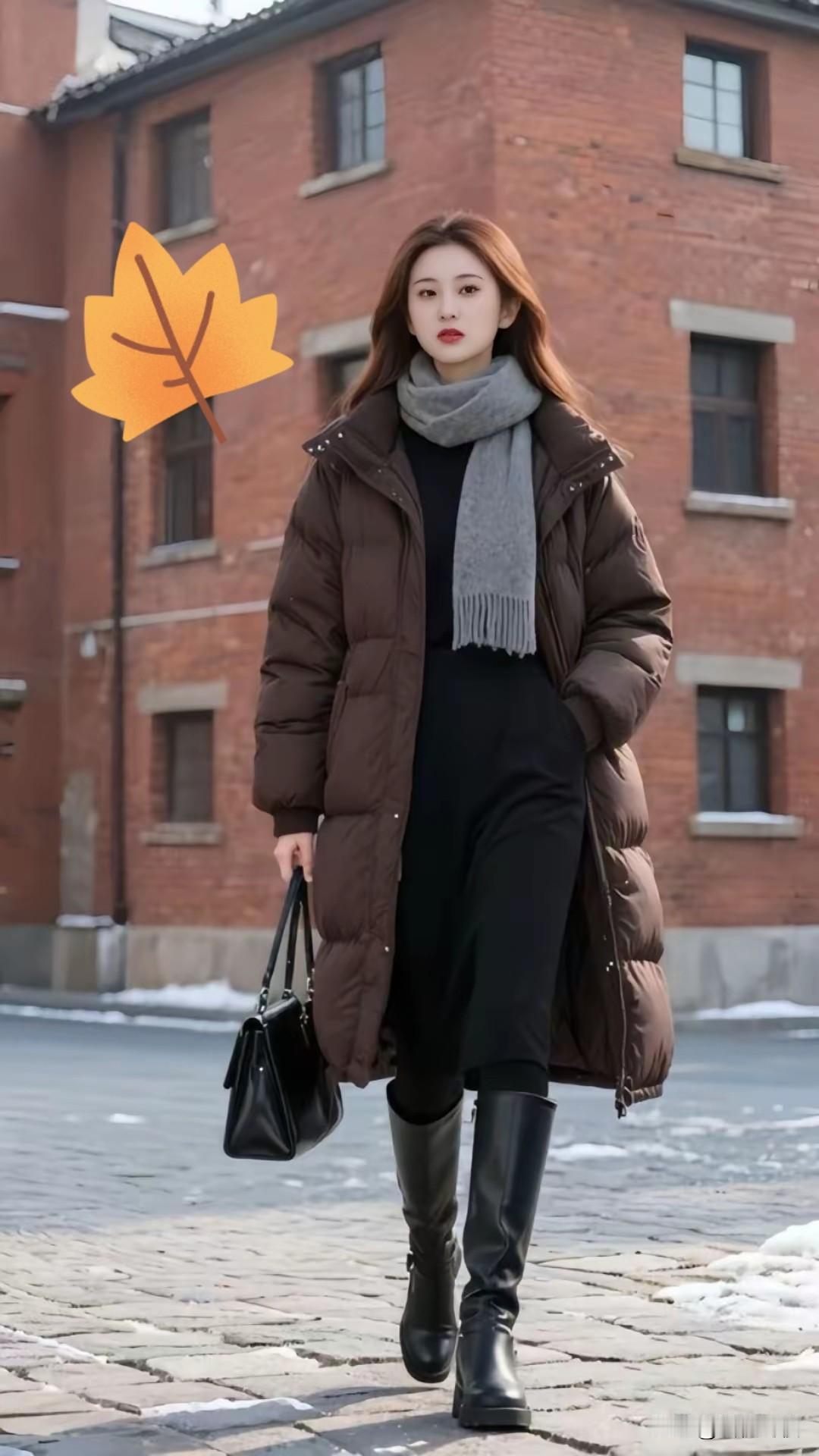 这身穿搭能证明秋天来了，冬天的气息也应该快了吧，看着挺暖心[来看我