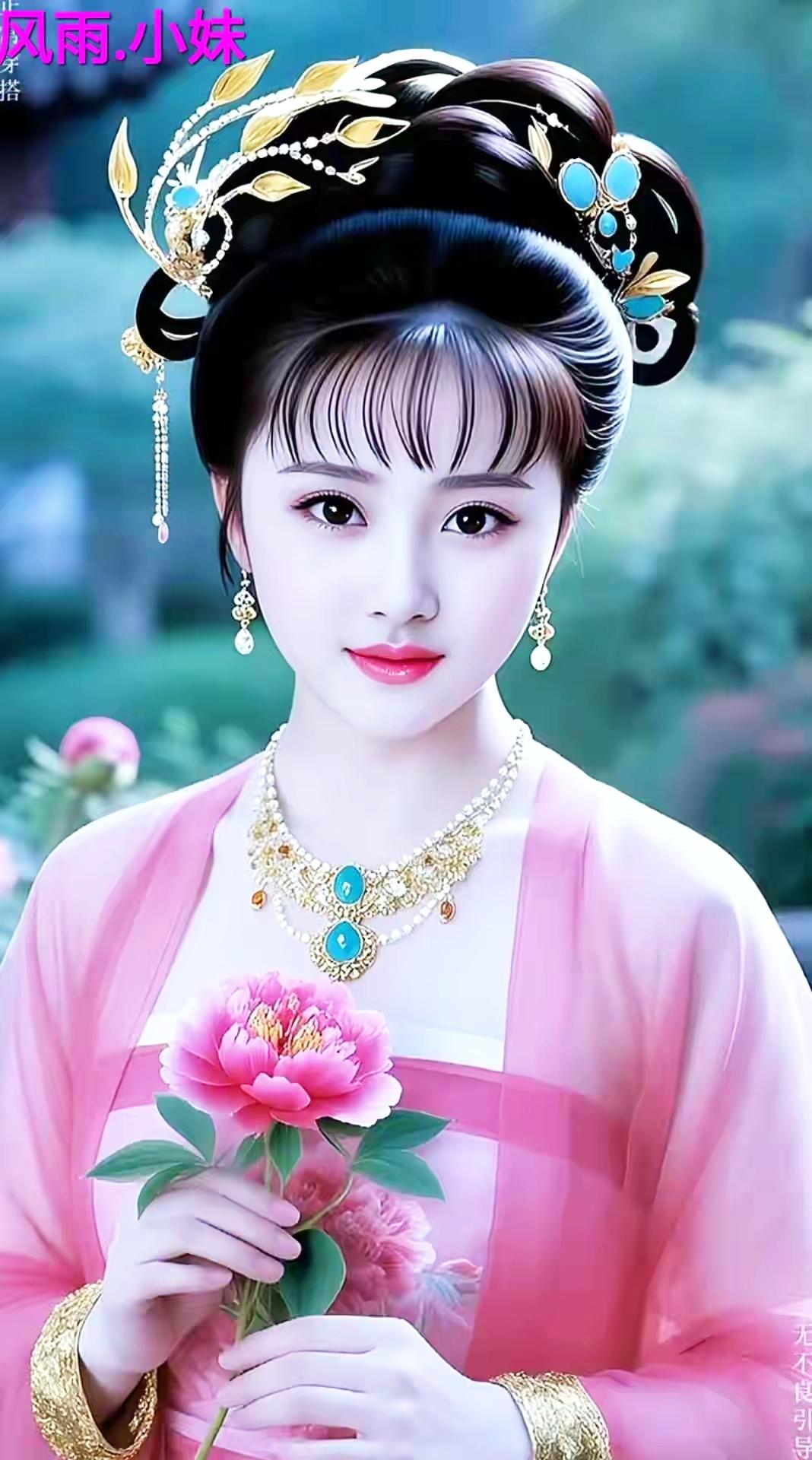 古典美人手持牡丹，韵味十足，尽显东方之美！