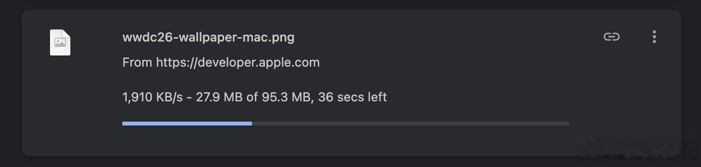苹果官方WWDC26壁纸，图片文件96MB，好大