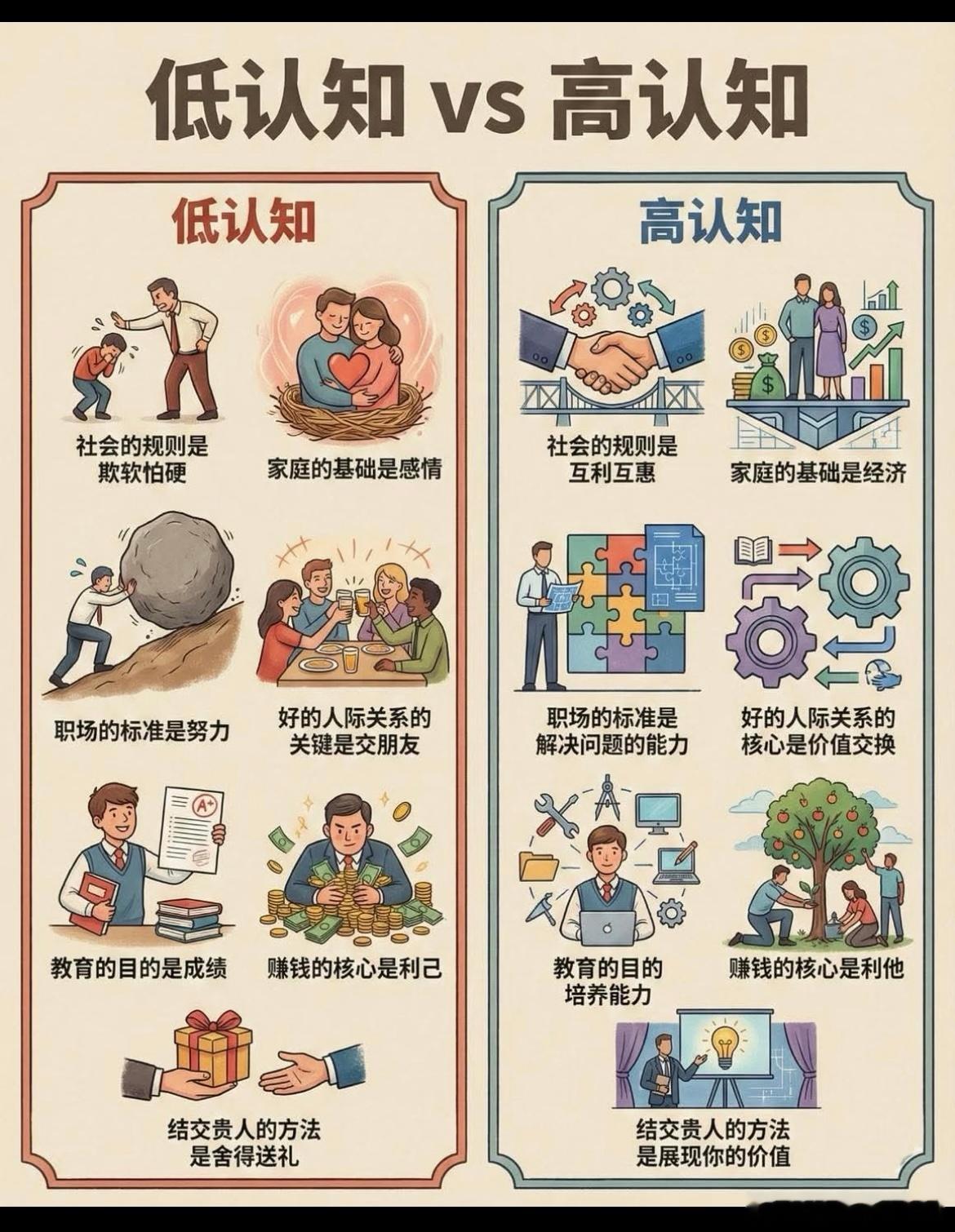 低认知vs高认知