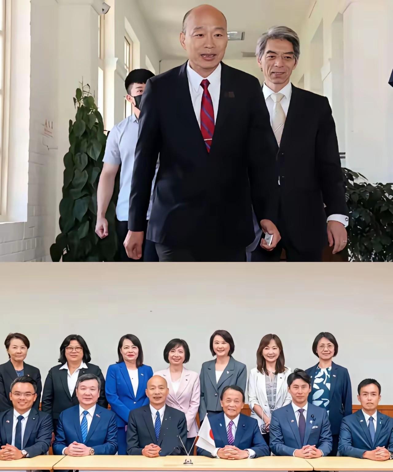 韩国瑜：一语道破天机韩国瑜去小日子，笑容写在脸上。而他来大陆，如同作秀。他