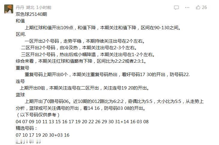 辛丹丹来啦！今晚丹丹4码定蓝：03081416，围绕上期06附近只有08，
