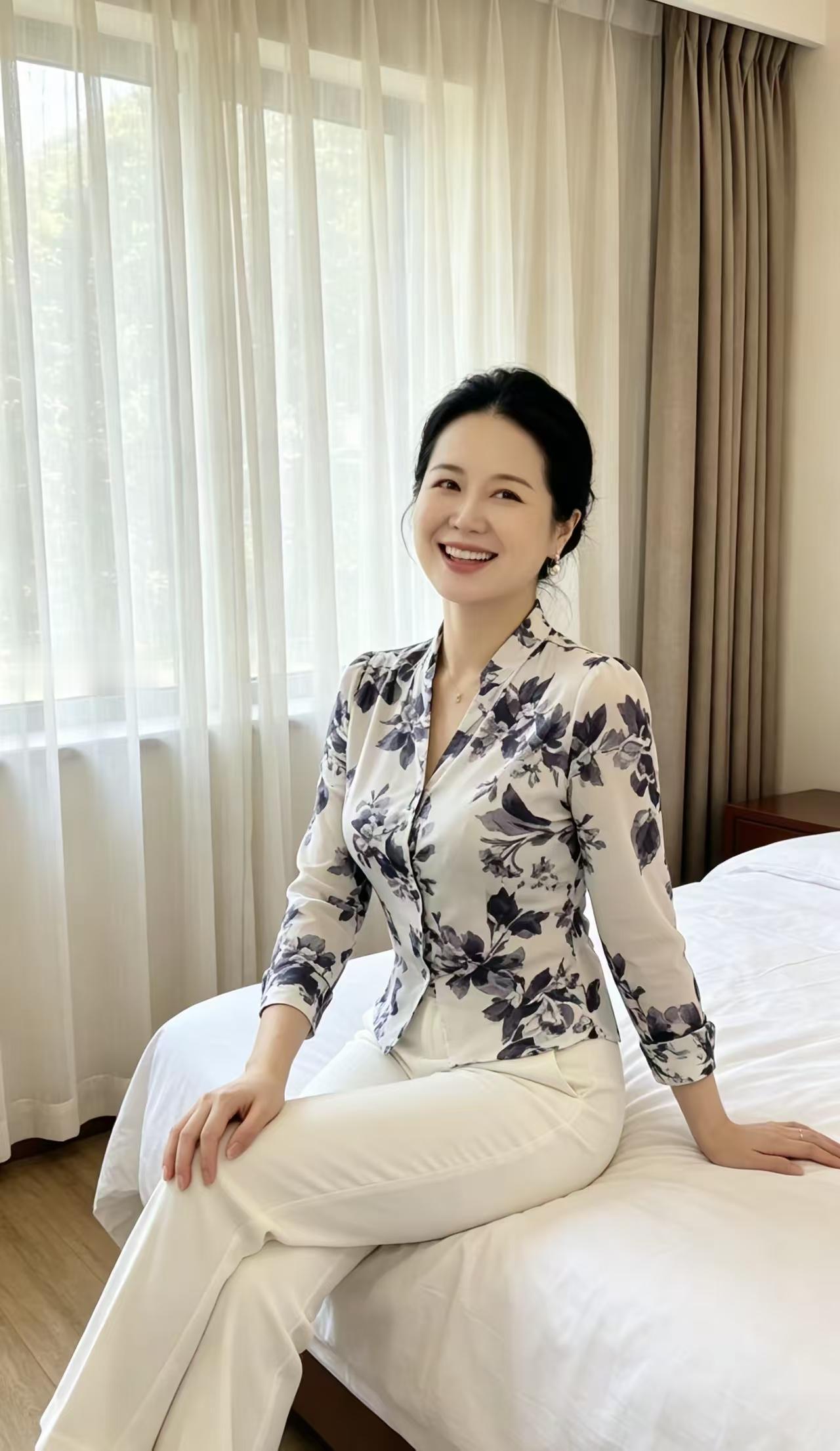 殿前欢·半百风华岁如酒，半生淬炼韵长留。素衫雅扮风姿秀，淡弃娇柔。眉藏