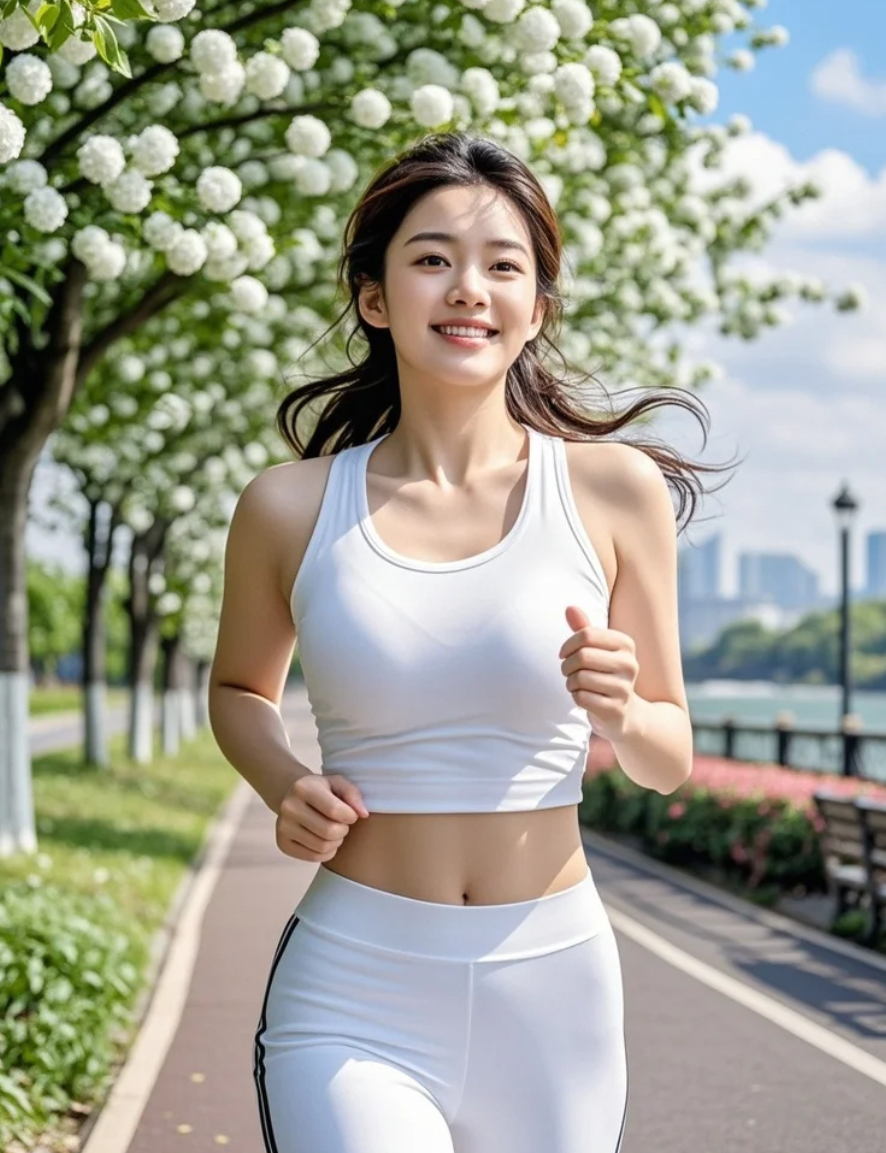 奔跑的运动辣妹，这线条美到犯规！