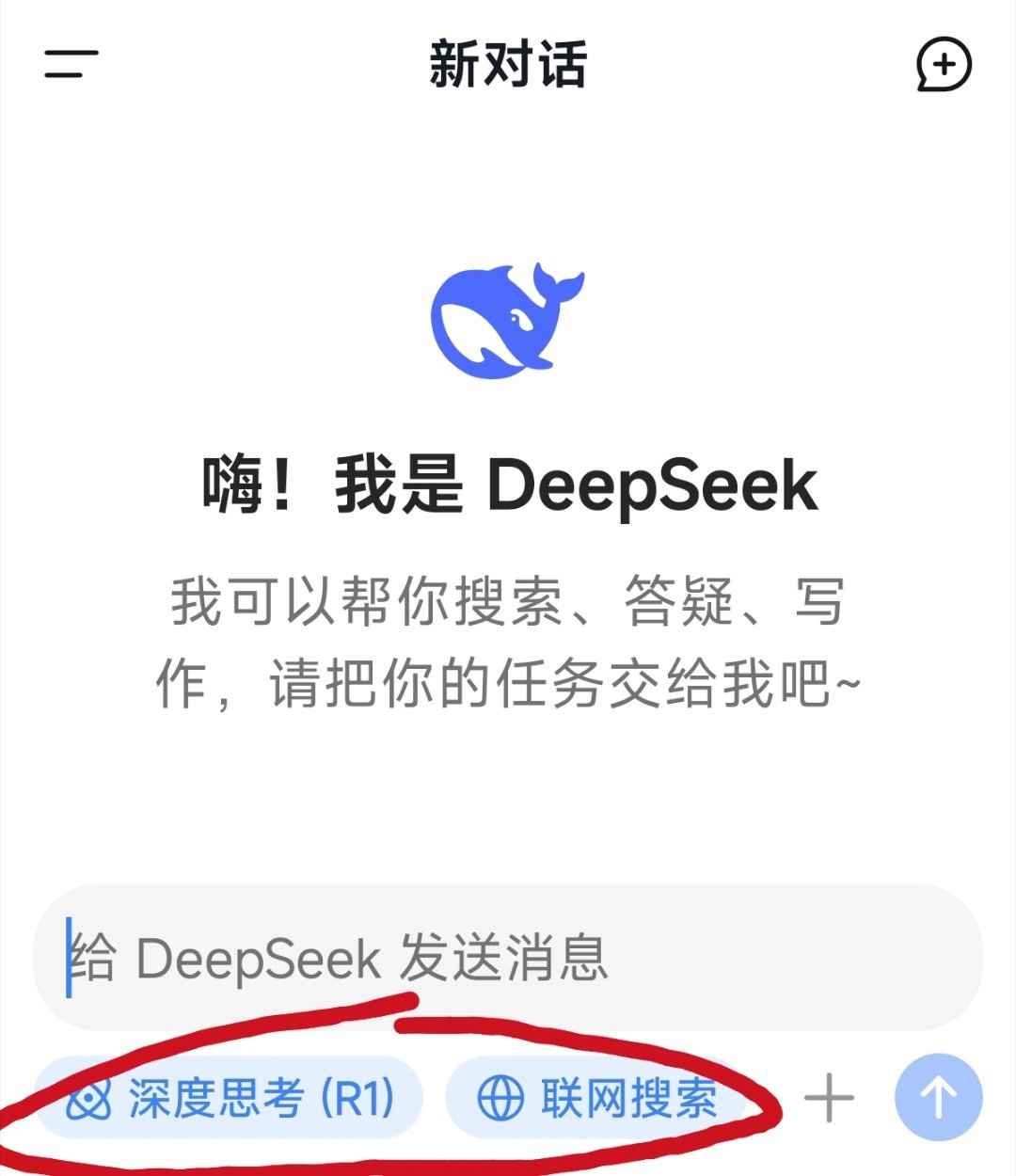 用deepseek一定要打开「深度思考」，也就是显示为蓝色才行否则就会跟有些人的