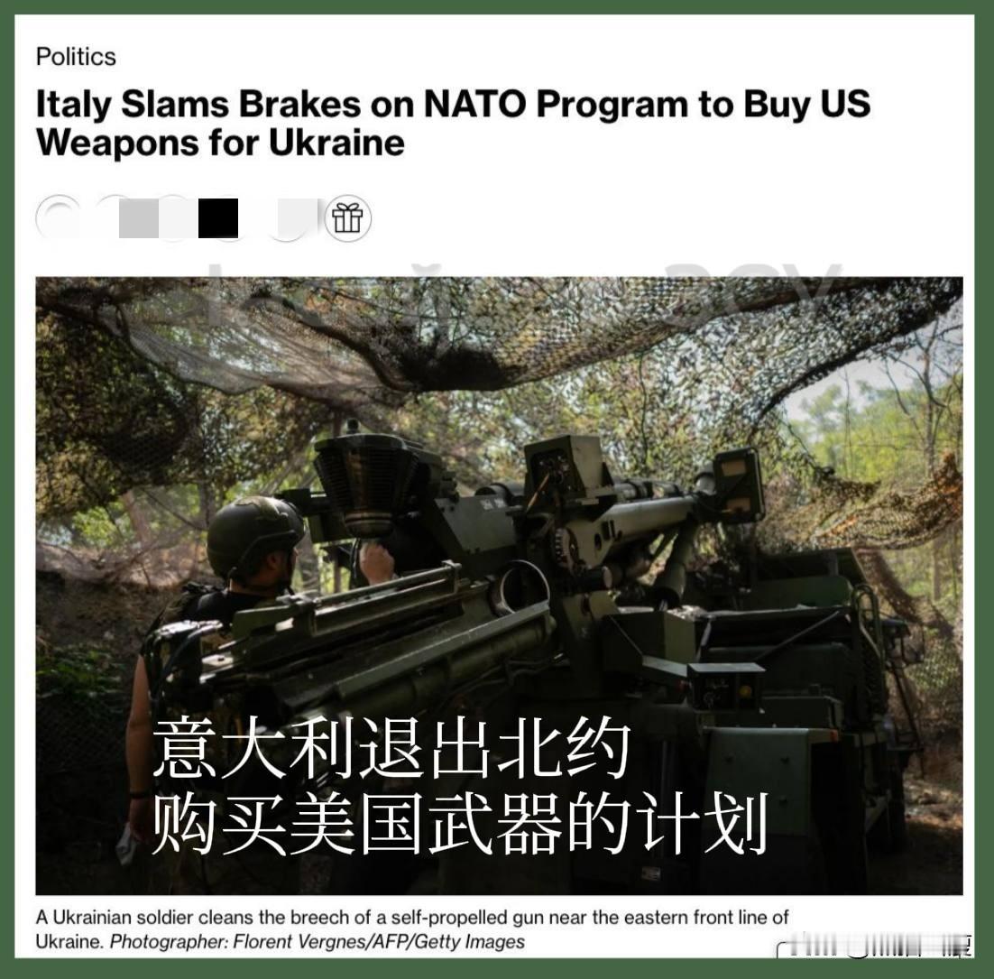 意大利第一个出来拆伙，退出欧洲购买美国武器援助乌克兰的计划。就在前一天，波兰