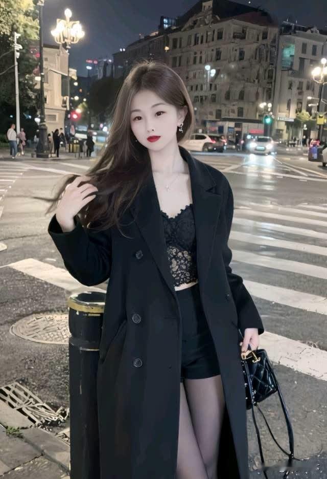 夜色阑珊处，佳人立街边。