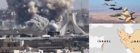 以色列称约50架战斗机对德黑兰发动了大规模空袭。大约100枚炸弹被投掷到