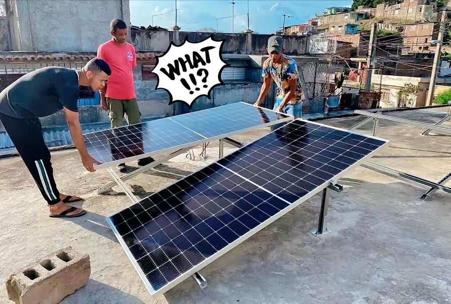 雪中送炭！中国向古巴捐赠的5000套光伏发电系统已经到货，古巴工人正在加紧安装