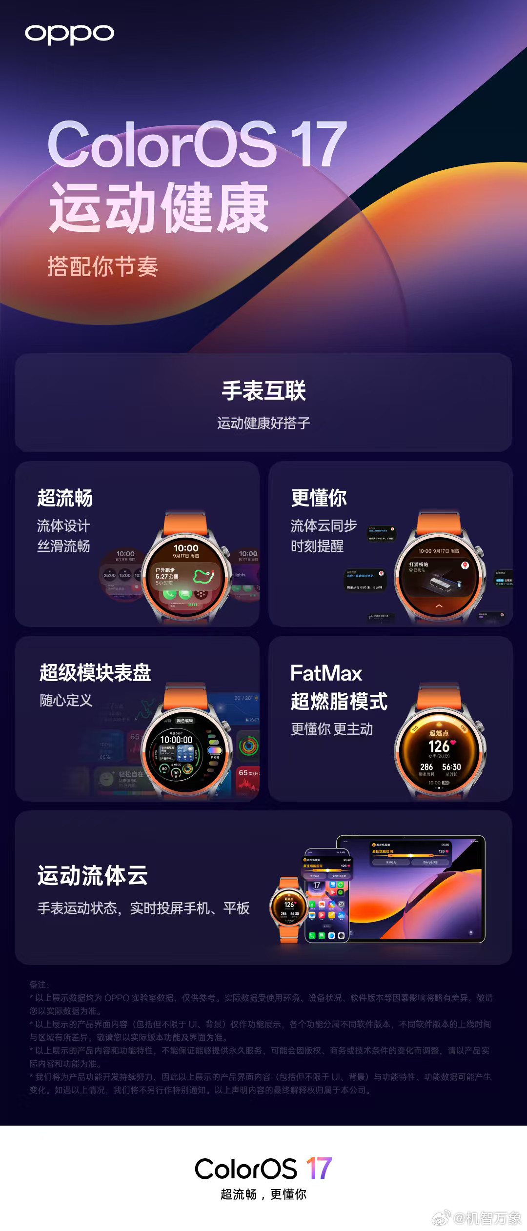 OPPO手表同步升级ColorOS17，界面更轻盈通透，流体云可无缝流转到
