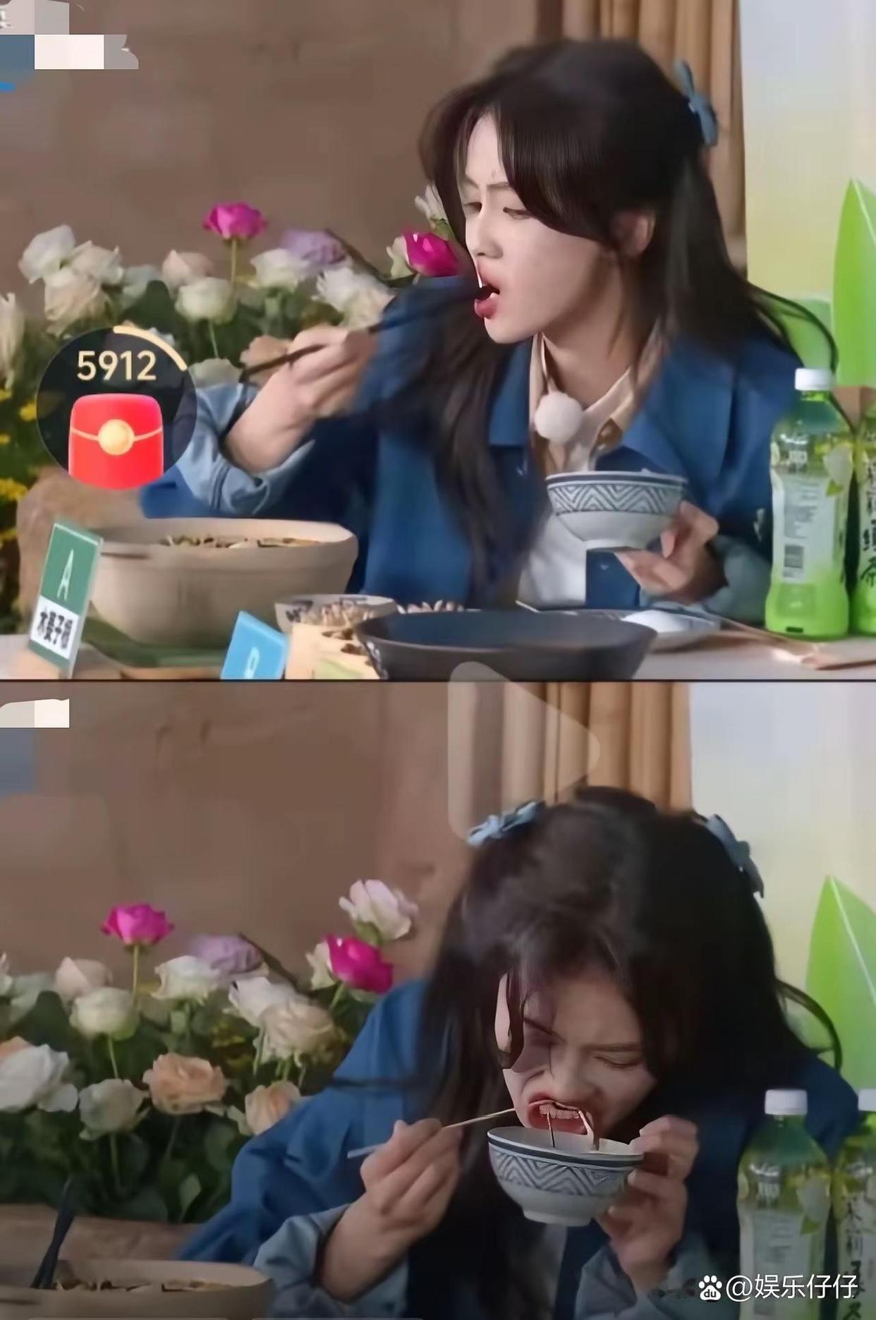白鹿这吃相不会被爸妈打吗？这应该是女明星里最难看的吃相了吧