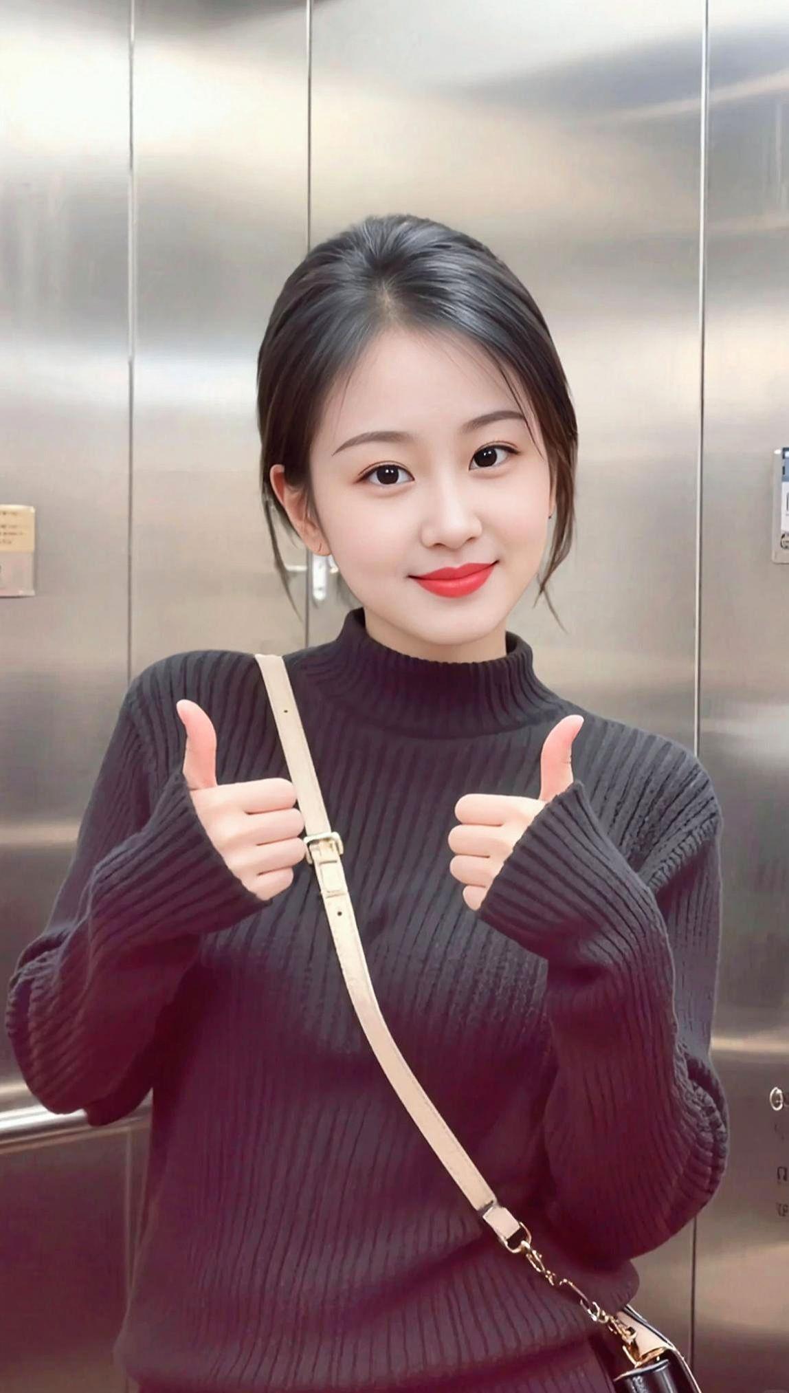 电梯生活照甜美女孩穿搭抖音热点榜抖音玩法合伙人计划热门话题