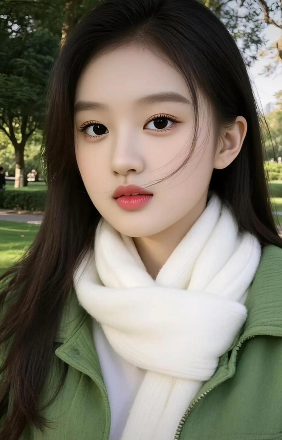 冬日暖阳下，少女温柔的微笑