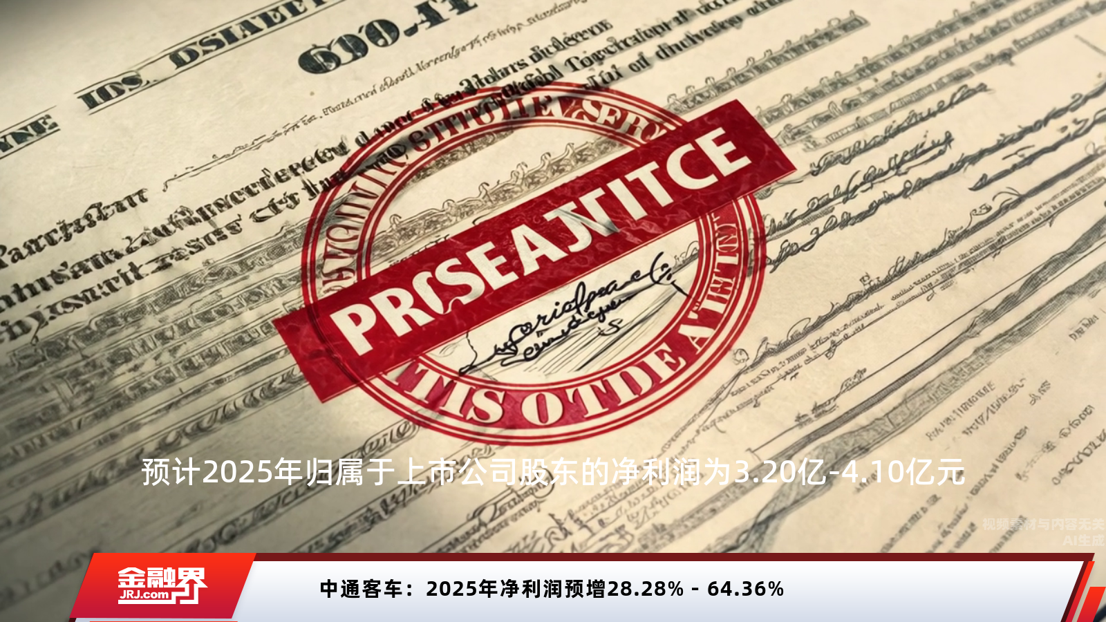 中通客车:2025年净利润预增28.28% - 64.36%